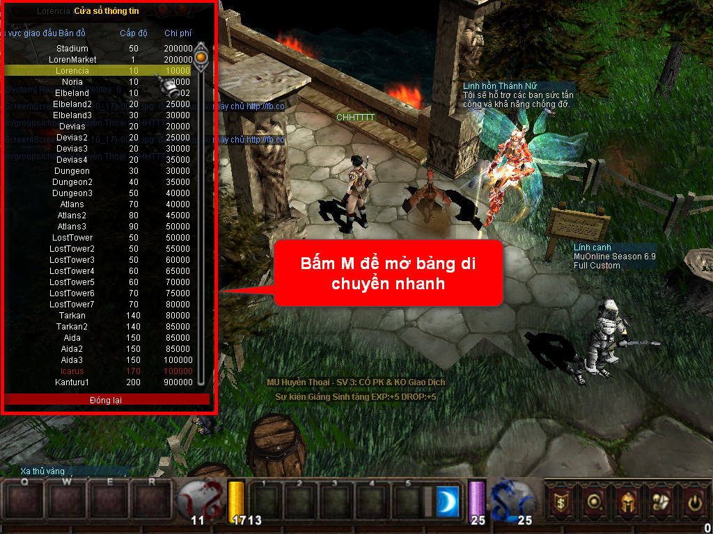 Chức năng chính của Game MU Thiên Long